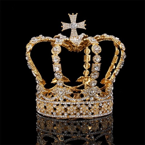

wedding hair jewelry crystal queen king crown bridal tiaras and crowns bride headpiece women pageant diadem accessories 230508, Slivery;golden