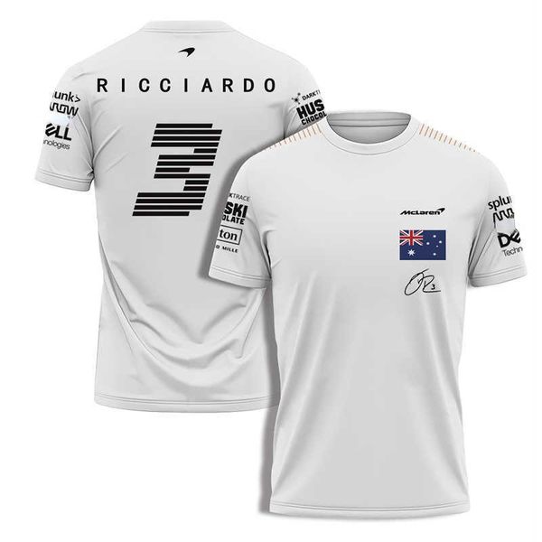 

2023 fashion f1 men's t shirt formula one team mclaren casual alonso signature design summer sports casual short sleeve top, White;black