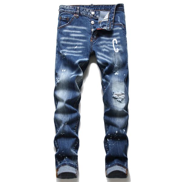 

jeans mens stree denim tears luxury designer men embroidery pants holes trousers clothing us size 28-38 2023., Blue