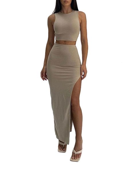 

two piece dress summer pieces outfits for women sleeveless tube skirt sets wrap streetwear party club beach 230509, White