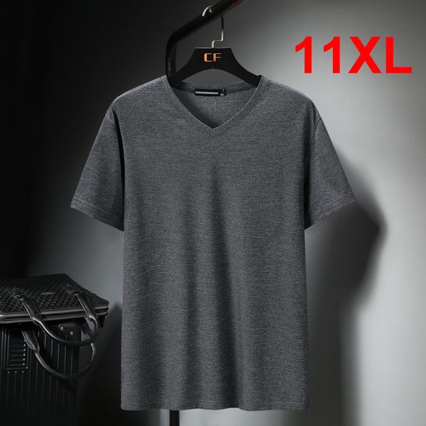

men's t-shirts 11xl plus size baggy tshirt men summer t shirt short sleeve fashion breathable t-shirt v-neck tees male ha225 230509, White;black