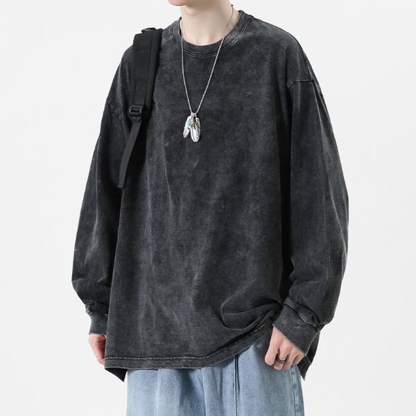 

men's t-shirts american retro t shirts men oversized t-shirt women loose long sleeve shirt vintage hip hop y2k style men's streetw, White;black