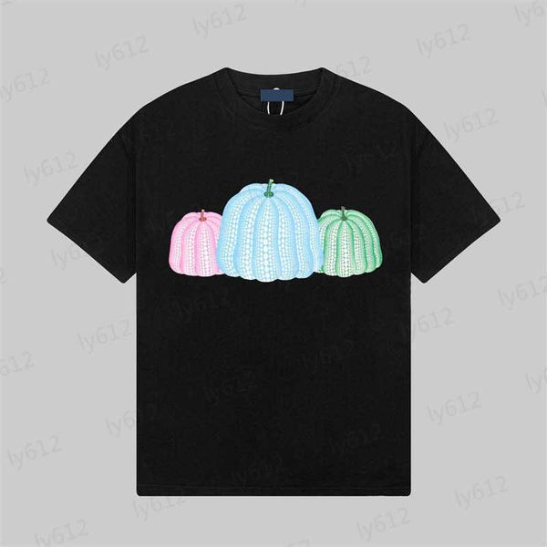 

luxury mens t shirts designer anti-wrinkle summer fashion loose cartoon pumpkin pattern design cotton drop shoulder round neck short sleeve, White;black