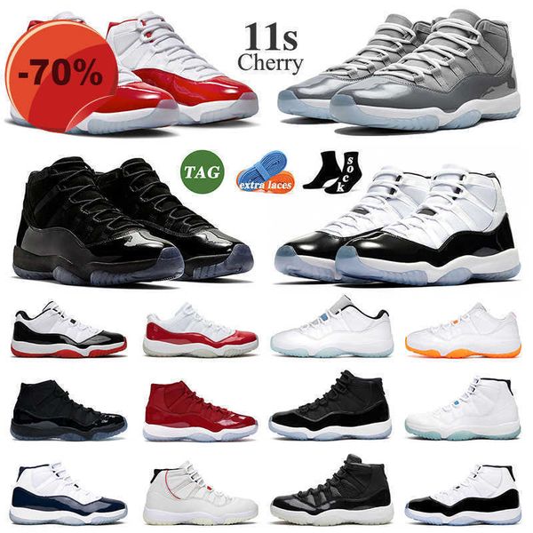 

sandals with box 11 11s low men women basketball shoes cool greys cherry unc bright citrus gamma legend blue bred concord space jam mens jub, Black