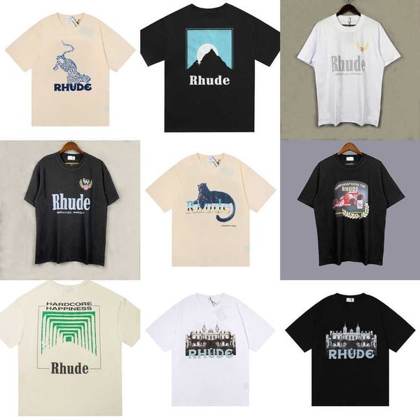 

summer mens t-shirts womens rhude designers for men letter polos embroidery tshirts clothing short sleeved tshirt large tees e6nk, White;black