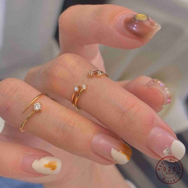 

band rings 925 sterling silver inlaid zircon mini lines open ring for women girl new trend jewelry gift z0509