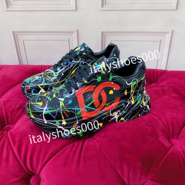 

2023casual shoes designer italy for women sneaker leather embroidered stripes white shoe flat platform walking sports trainers, Black