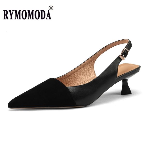 

sandals black sandals womens summer genuine leather sling elegant mid toe comfortable lightweight womens shoes large size 42 230509