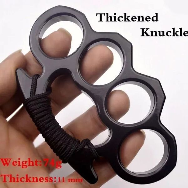 

hw103 73g thick steel brass knuckle dusters with rope self defense personal security women and men self-defense pendant