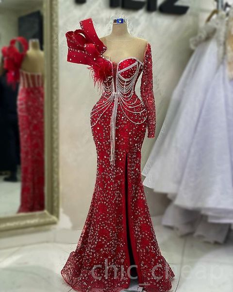 

Aso Ebi 2023 Arabic Red Mermaid Prom Dress Crystals Beaded Evening Formal Party Second Reception Birthday Engagement Gowns Dresses Robe de Soiree SH018, Pink