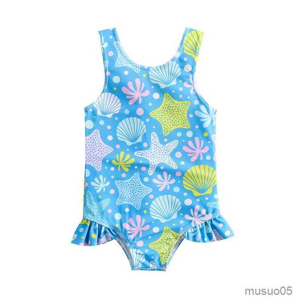 

two-pieces baby girl clothing ruffle sleeveless bikini swimwear girls swimsuit bathing beach costume newborn kid clothes, Blue