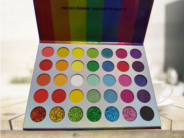 

high pigment rainbow eyeshadow palette 35 colors long-lasting waterproof matte shimmer eye shadow makeup glitter palette