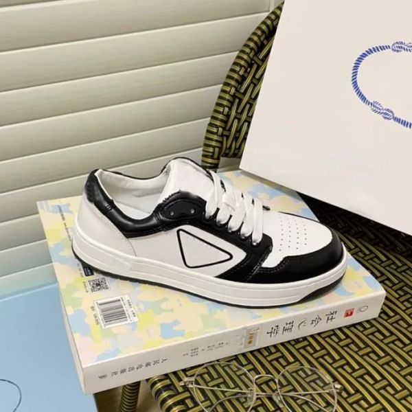 

2023 new fashion og luxury brand casual shoes designer women leather flat lace up thick bottom white sneakers, Black