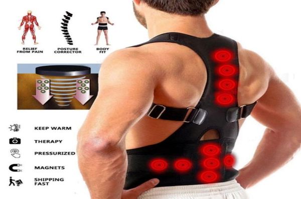 

back posture corrector magnetic adjustable brace support belt7617169, Black;blue