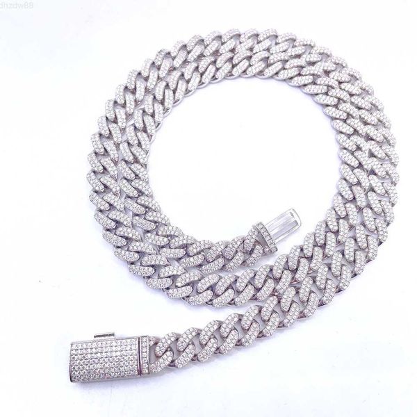

10mm width s925 with lab diamond cuban link chain cuban bracelet moissanite hip hop necklace, Silver