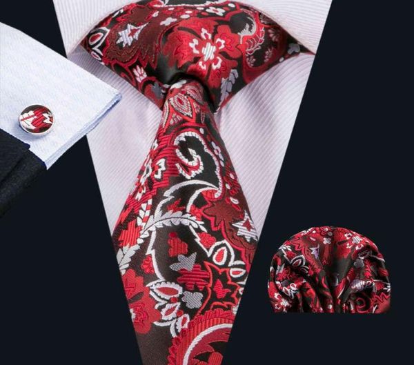 

red men ties classic silk tie sets floral mens neckties tie hanky cufflinks jacquard woven meeting business wedding party gift n13539453, Black;blue