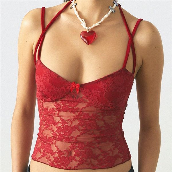 

camisoles tanks gaono women camisole spaghetti straps lacing halterneck backless seethrough lace patchwork summer streetwear 230508, Black;white