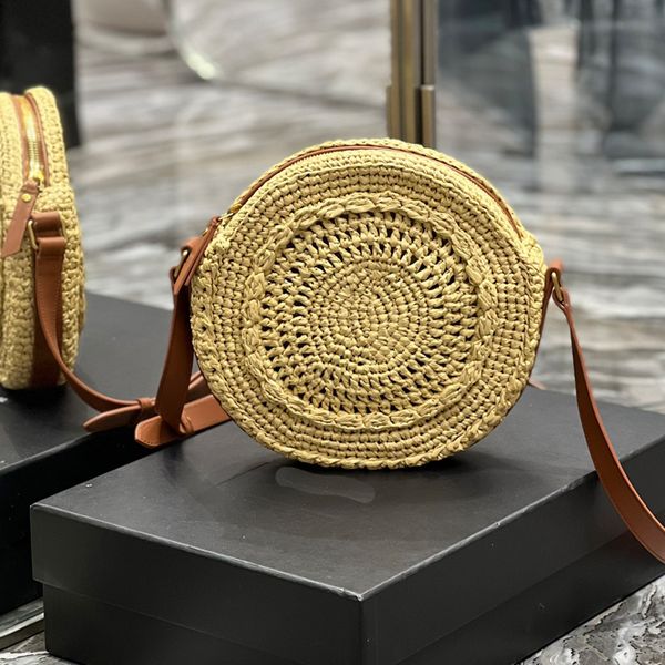 

round straw bag summer handbag purse raffia crochet crossbody shoulder bags fashion letter hollow out clutch bag zipper wallet women handbag