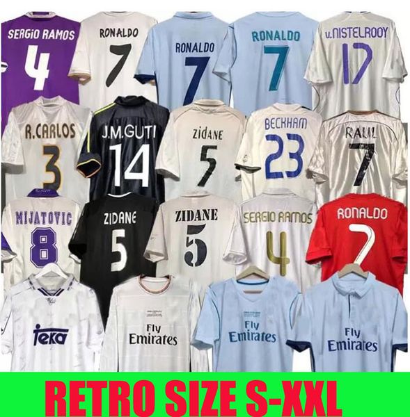 

finals retro soccer jersey football guti ramos seedorf carlos ronaldo 11 13 14 15 16 zidane beckham raul vintage 94 95 96 97 98 99 00 02 03, Black;yellow