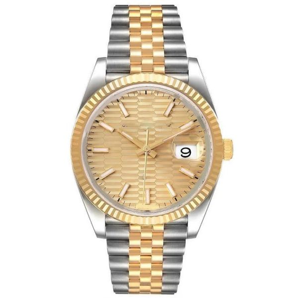 

new 41mm watch new release groove dial automatic mechanical sapphire glass men high-quality watch, Slivery;golden