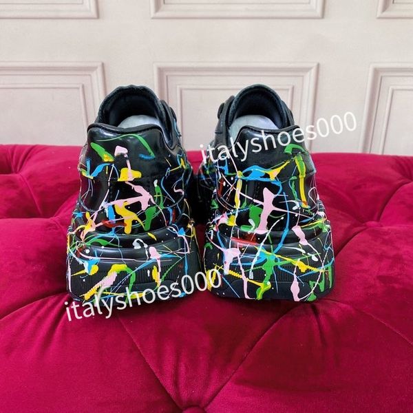 

2023new casual shoes designer italy for women sneaker leather embroidered stripes white shoe flat platform walking sports trainers, Black