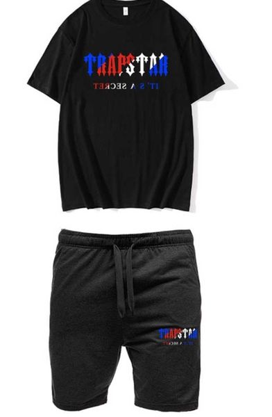 

trapstar t shirts and shorts set men tracksuit summer basketball jogging sportswear streetwear harajuku t shirt suit 2204, Gray