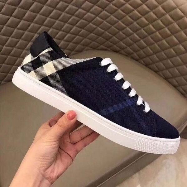 

designer casual shoes classic plaid trainers berry stripes real leather shoe fashion trainer for man woman bur color bar sneakers 08, Black