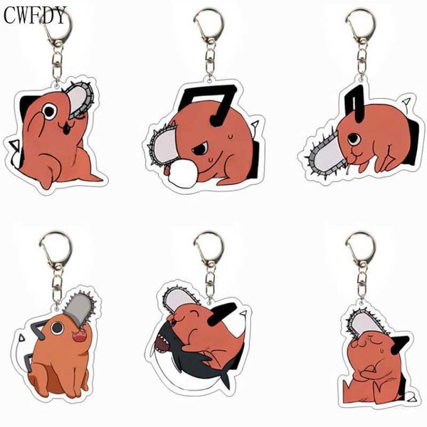 

keychains anime chainsaw man acrylic keychain pochita makima hayakawa aki power figure pendant double sided key chain for fans party gifts j, Silver