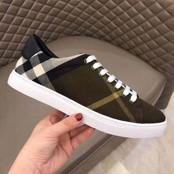 

designer casual shoes classic plaid trainers berry stripes real leather shoe fashion trainer for man woman bur color bar sneakers, Black