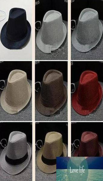 

34 colors choose men women soft fedora panama hats cottonlinen straw caps outdoor stingy brim hats spring summer beach sun caps3328157, Blue;gray
