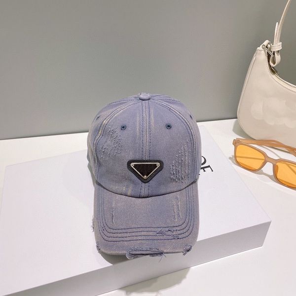 

designer ball caps for women luxury frayed washed cotton cow boy cap letter p with adjustable hat, Blue;gray