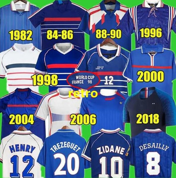 

1982 1984 1998 2000 2002 2006 2010 henry zidane soccer jerseys world cup retro guivarch football jersey djorkaeff trezeguet deschamps maillo, Black;yellow