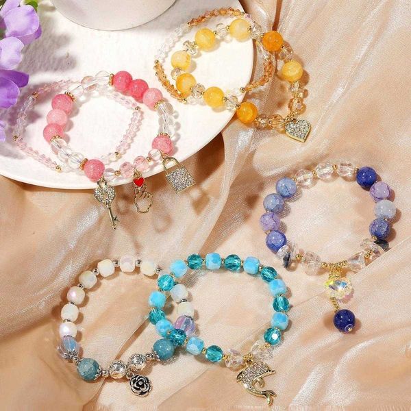 

jewelry amethyst beaded bracelet womens strands opal crystal natural, Black