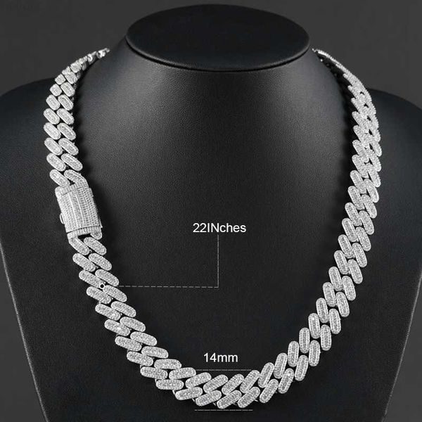 

pass diamond tester 14mm 925 sterling silver vvs baguette moissanite iced out miami cuban link chain necklace