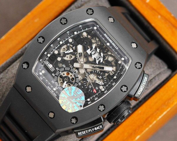 

new chronograph mechanical wrist watches rm11-03 mechanical luxury for man high end factory amazing aaa designer high-quality, Slivery;brown