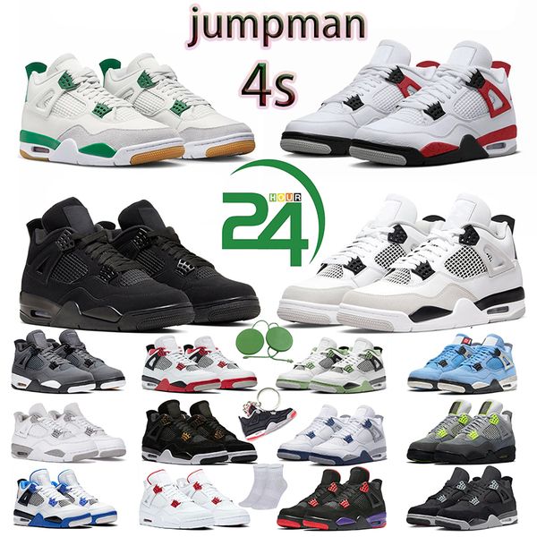 

basketball shoes jumpman black cat 4s j4 retro 4 pine green red thunder white oreo sail bred university blue cool grey military black canvas