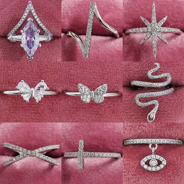 

band rings 2023 new snake star moon trendy fashion engagement ring finger for wedding women love lady party gift r5502 z0509, Silver