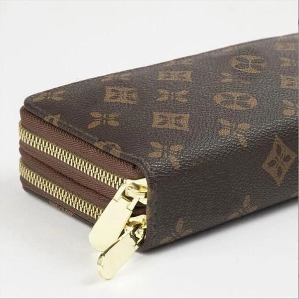 

double zipper wallets mens leather wallet holders for brown flower women purse monograms luxury purses cross body wallets zipper coin purse, Red;black