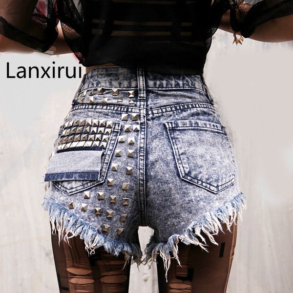 

womens shorts jeans women rivet bronzing hole low waist denim slim fashion 230508, White;black