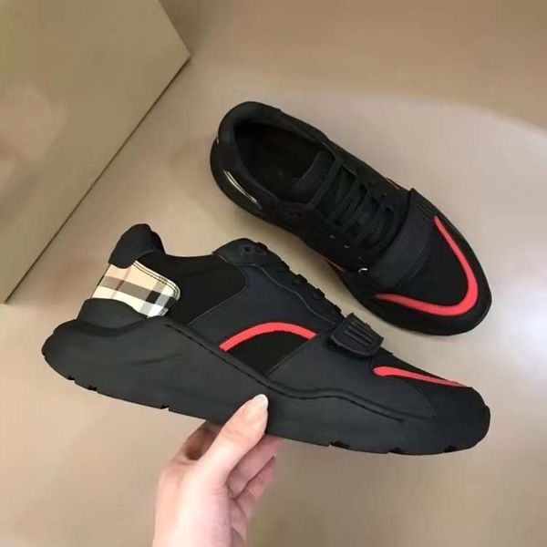 

men designer striped shoes vintage sneakers leather chunky sneaker women season shades lace-up trainers platform casual shoe 16, Black