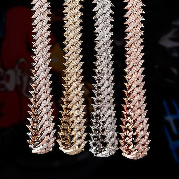 

wholesale miami bling zircon hiphop men thick thorn cuban chain custom chain saw hip hop jewelry cuban necklaces chain bracelet, Silver
