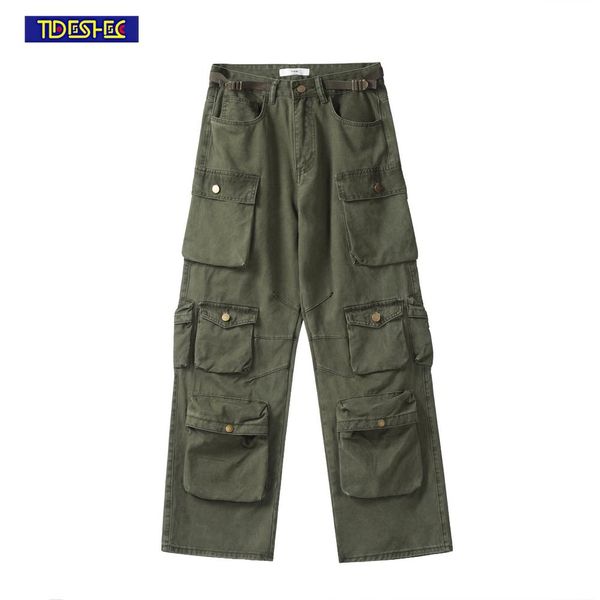 

pants men fashion multipocket wideleg cargo pants trousers sweatpants men's casual designer pants trousers hip hop streetwear men, Black