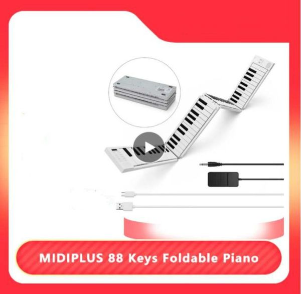 

midiplus 88 keys foldable electronic piano portable keyboard 128 tones dual speakers headphone output with sustain pedal new8606555
