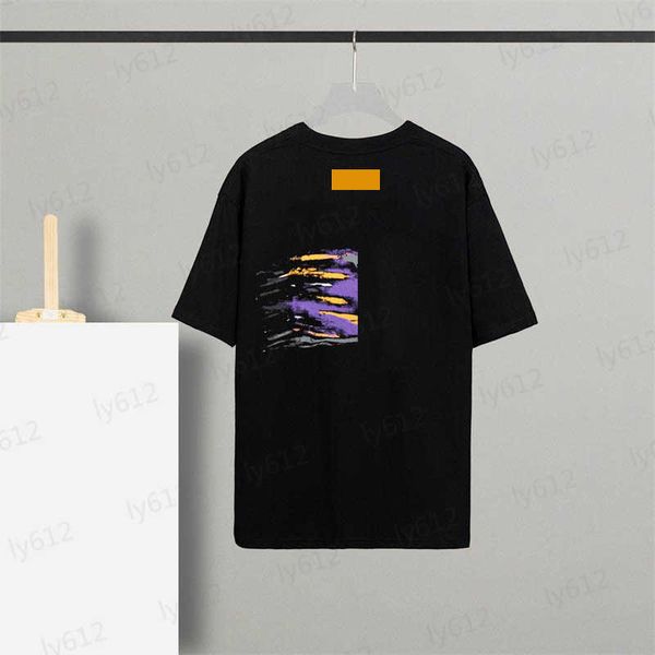 

luxury black designer mens summer spring fashion loose classic brand logo graffiti print pure cotton round neck short sleeve outdoors male, White;black