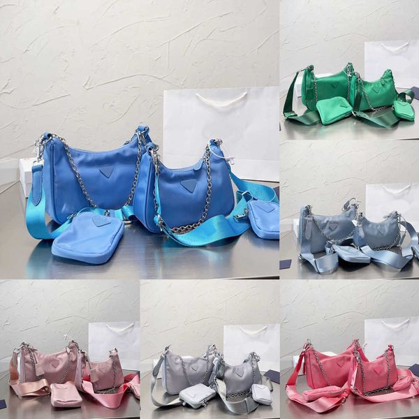 

3 in1 nylon hobo designer bags woman luxurys handbags lady crossbody tote shoulder purses handbags bagss silver chain wallet 230318