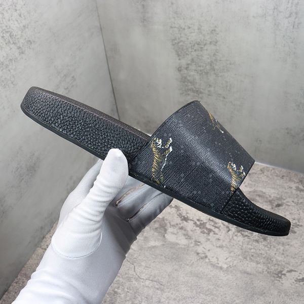 

men women slippers sandals strap original dust bag floral print leather webbing black shoes fashion luxury summer beach sneakersc