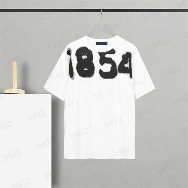 

spring summer designer mens classic loose luxury brand numeric letter printing round neck short sleeve cotton t-shirt male clothing 2 color, White;black