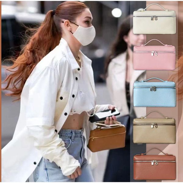 

lunch loro lp19 box piana head layer cowhide hand simple fashion one shoulder cross body makeup bag loro piana