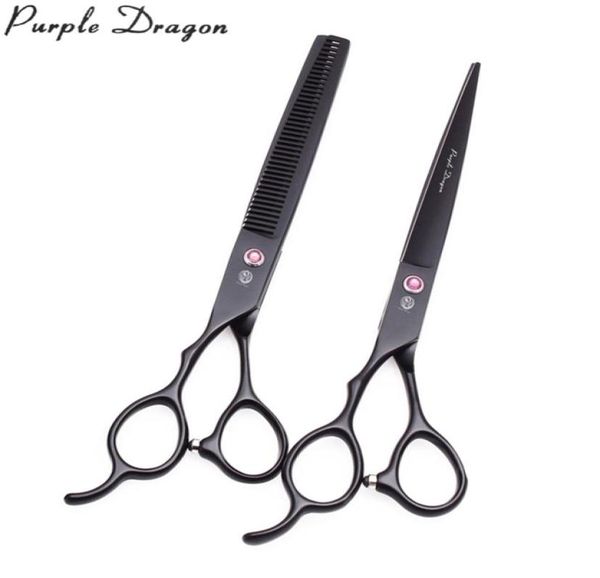 

left hand barber scissors set 55quot 6quot 7quot purple dragon jp stainless 8001 cutting shears thinning hair black 2203175908322