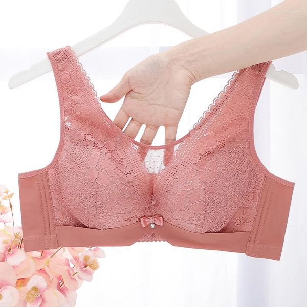 

bras fall and winter lace bra anti light large size underwear women's without steel ring, Red;black